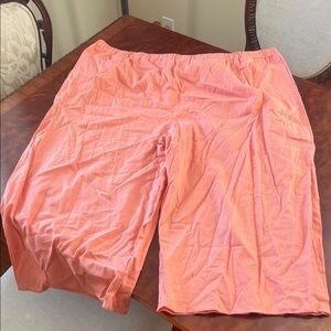 Linen Women's Cropped Stretch Pull-On Pants - Coral Pink